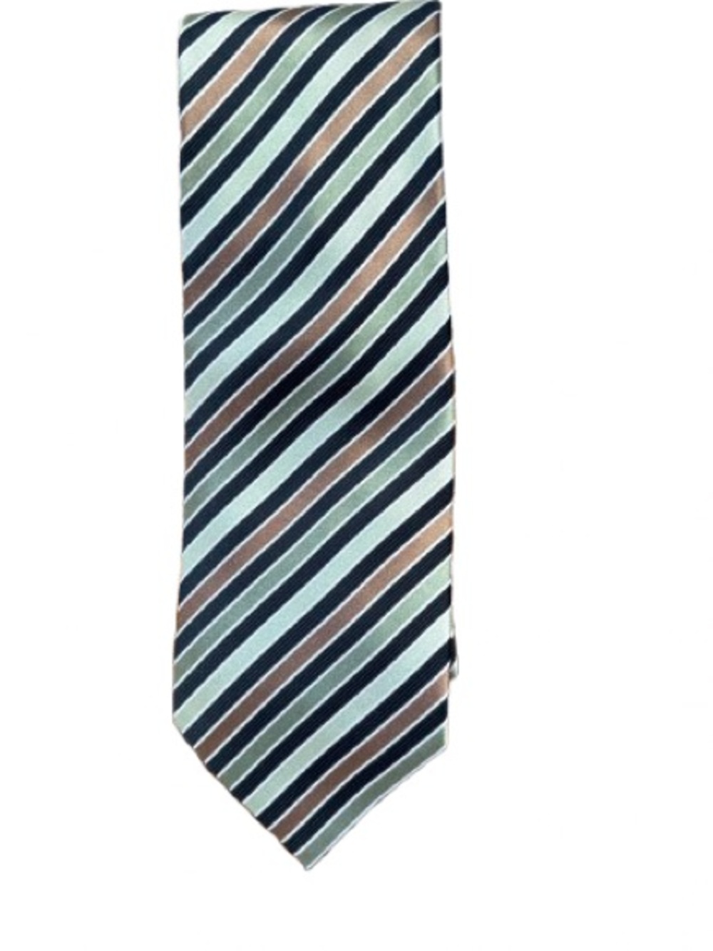 Geoffrey Beene Mint, Black & Brown Diagonal Stripe Tie